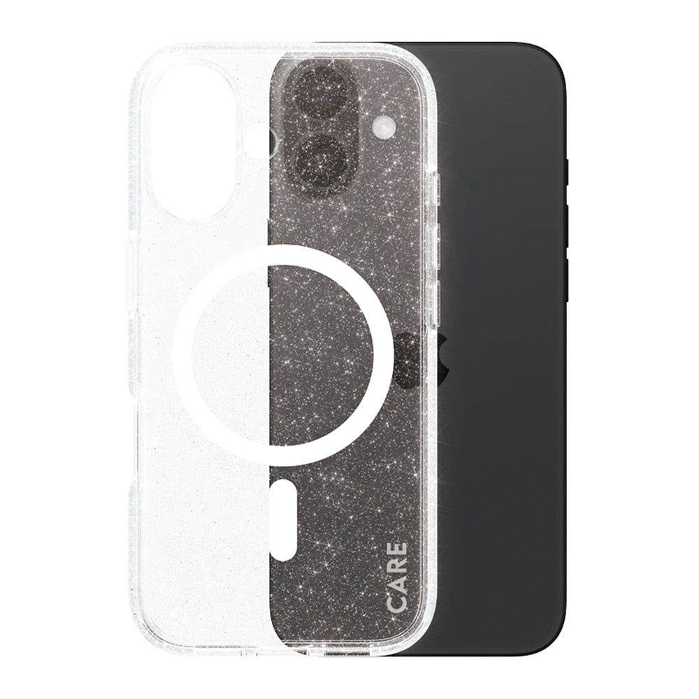 MagSafe Case for Apple iPhone 16, PanzerGlass, Urban Combat Star Lit Care, White Transparent