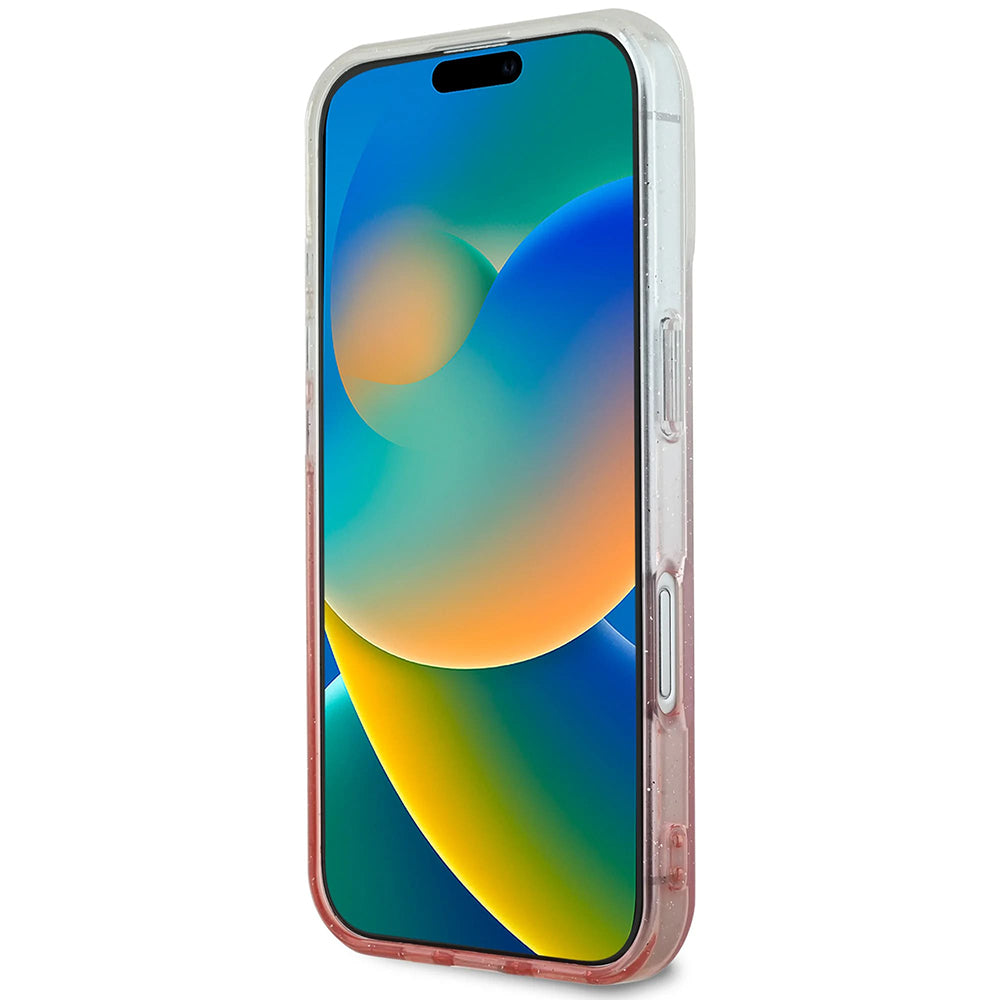 MagSafe Case for Apple iPhone 16 Plus, Guess, IML Glitter Gradient, Pink