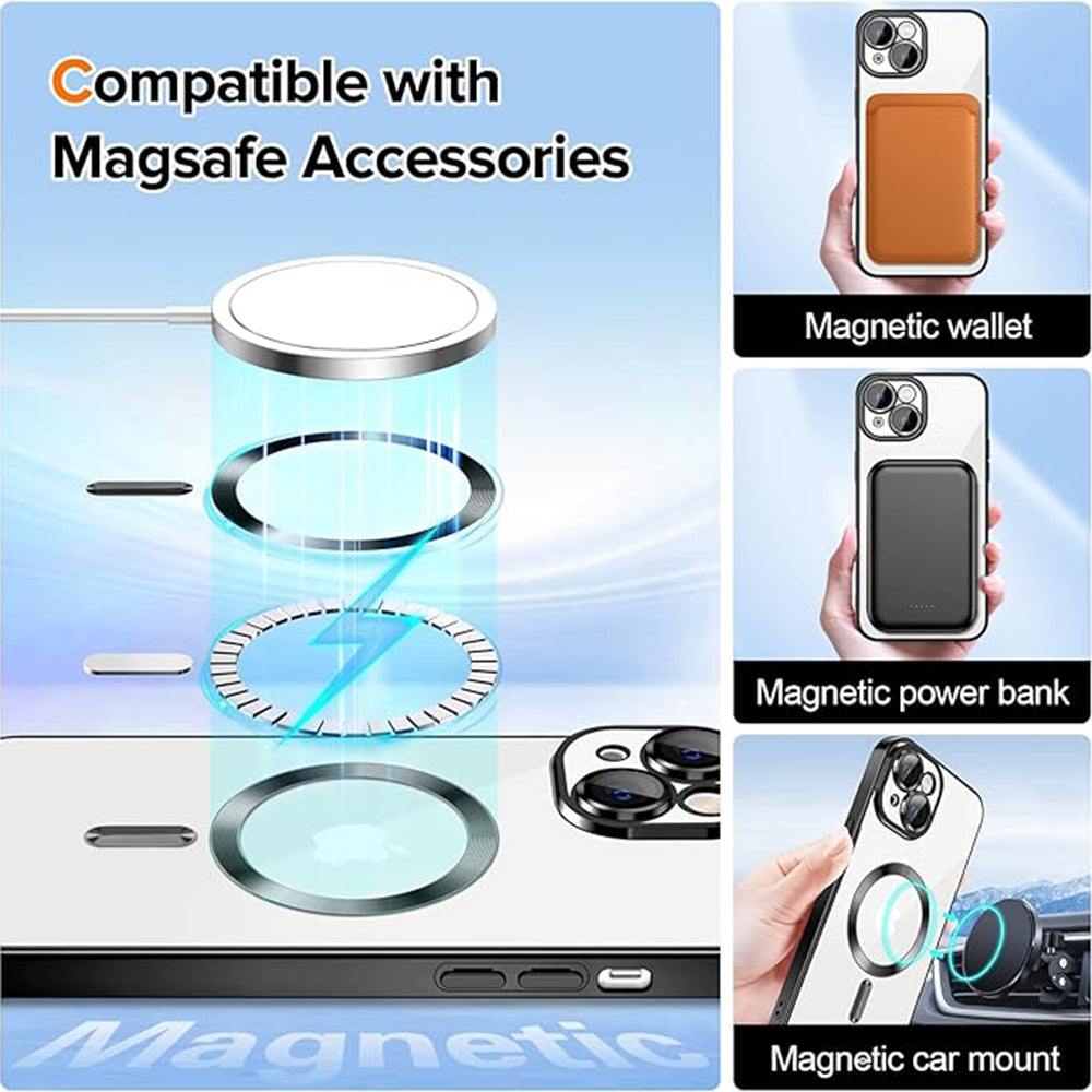 MagSafe Case for Apple iPhone 16 Plus, Techsuit, Luxury Crystal, Red