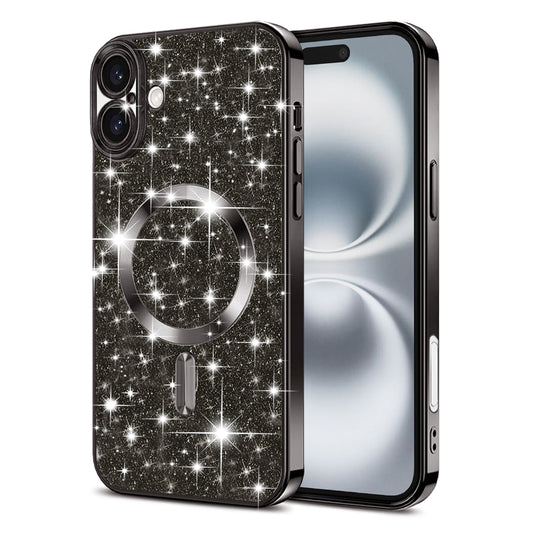 MagSafe Case for Apple iPhone 16 Plus, Techsuit, Luxury Glitter, Black