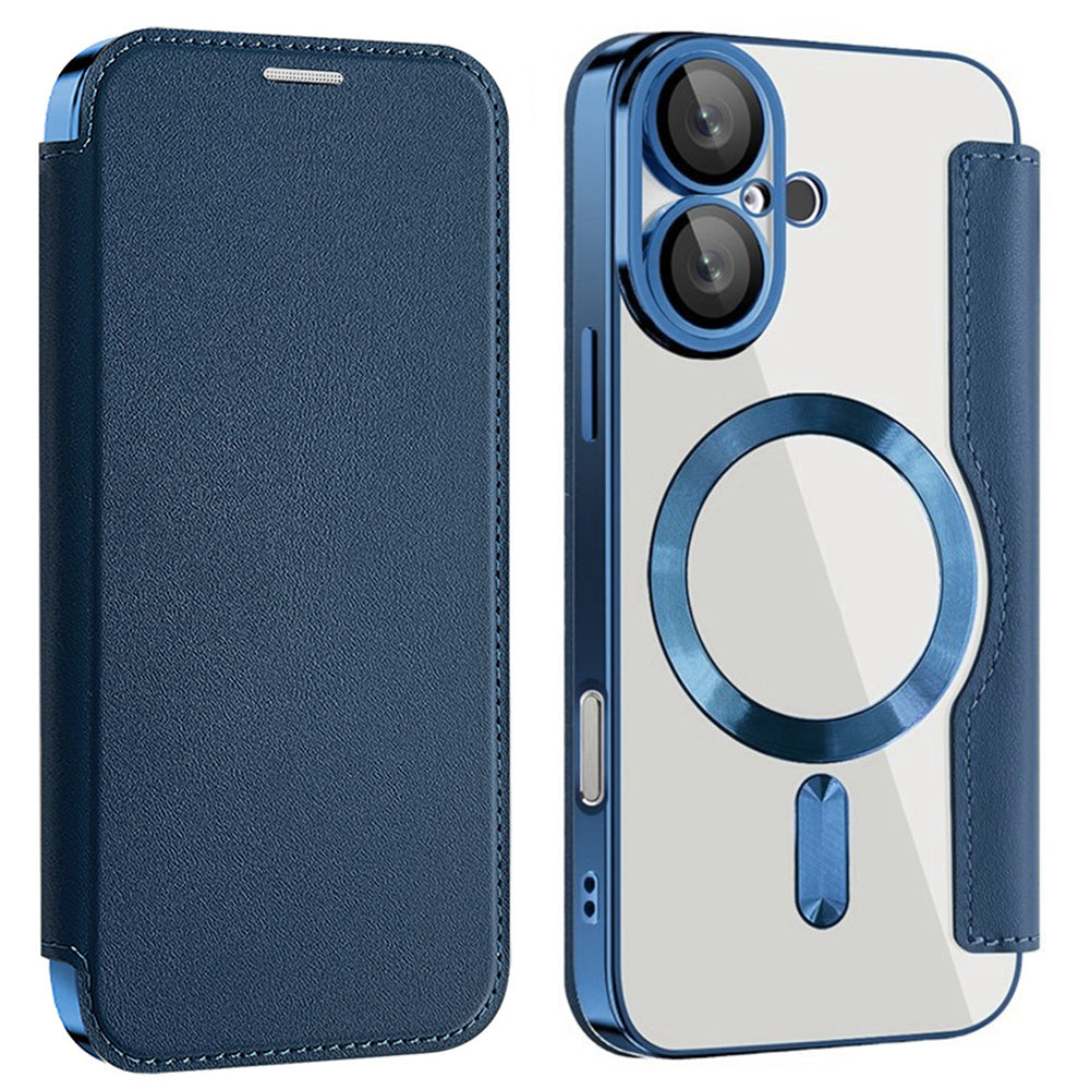 MagSafe Case for Apple iPhone 16 Plus, Techsuit, SmartMag Book, Blue
