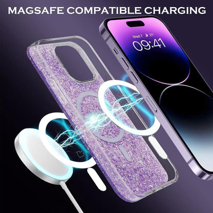MagSafe Case for Apple iPhone 16 Plus, Techsuit, Sparkly Glitter, Blue