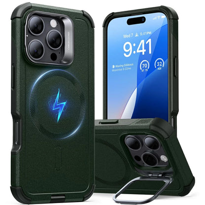 MagSafe Case for Apple iPhone 16 Pro, ESR, Cyber Armor Kickstand, Green