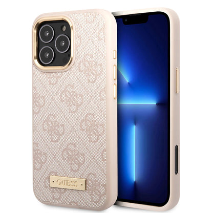 MagSafe Case for Apple iPhone 16 Pro, Guess, 4G Logo Plate, Pink