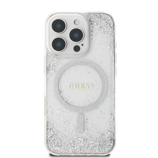 MagSafe Case for Apple iPhone 16 Pro, Guess, IML Glitter Gradient, Silver