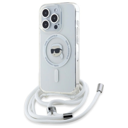 MagSafe Case for Apple iPhone 16 Pro, Karl Lagerfeld, IML Crossbody Karl's Head, Transparent