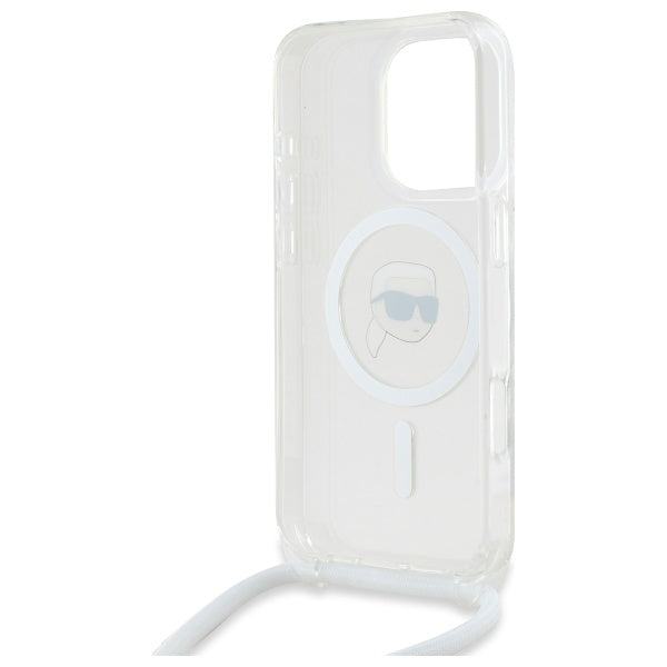 MagSafe Case for Apple iPhone 16 Pro, Karl Lagerfeld, IML Crossbody Karl's Head, Transparent