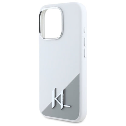 MagSafe Case for Apple iPhone 16 Pro, Karl Lagerfeld, Silicone Shadow Metal Initial, White