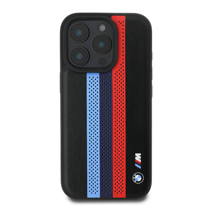 MagSafe Case for Apple iPhone 16 Pro Max, BMW, Perforated M Perf. Tricolor Stripers, Black