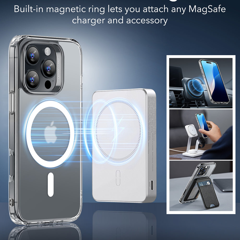 MagSafe Case for Apple iPhone 16 Pro Max, ESR, Classic Hybrid, Satin Transparent