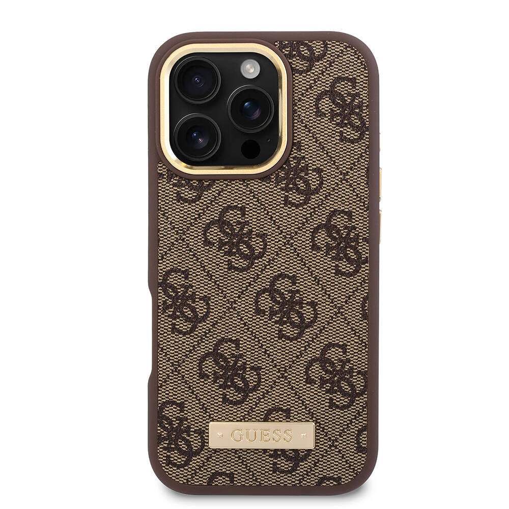 MagSafe Case for Apple iPhone 16 Pro Max, Guess, 4G Logo Plate, Pink