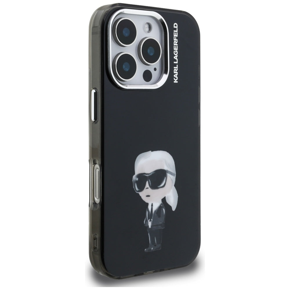 MagSafe Case for Apple iPhone 16 Pro Max, Karl Lagerfeld, IML Aquarelle Karl Logo, Black