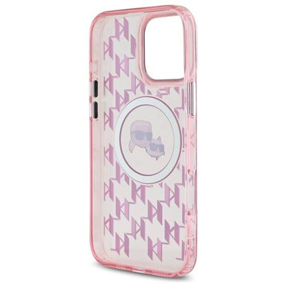MagSafe Case for Apple iPhone 16 Pro Max, Karl Lagerfeld, IML Monogram Karl & Choupette's Heads, Pink