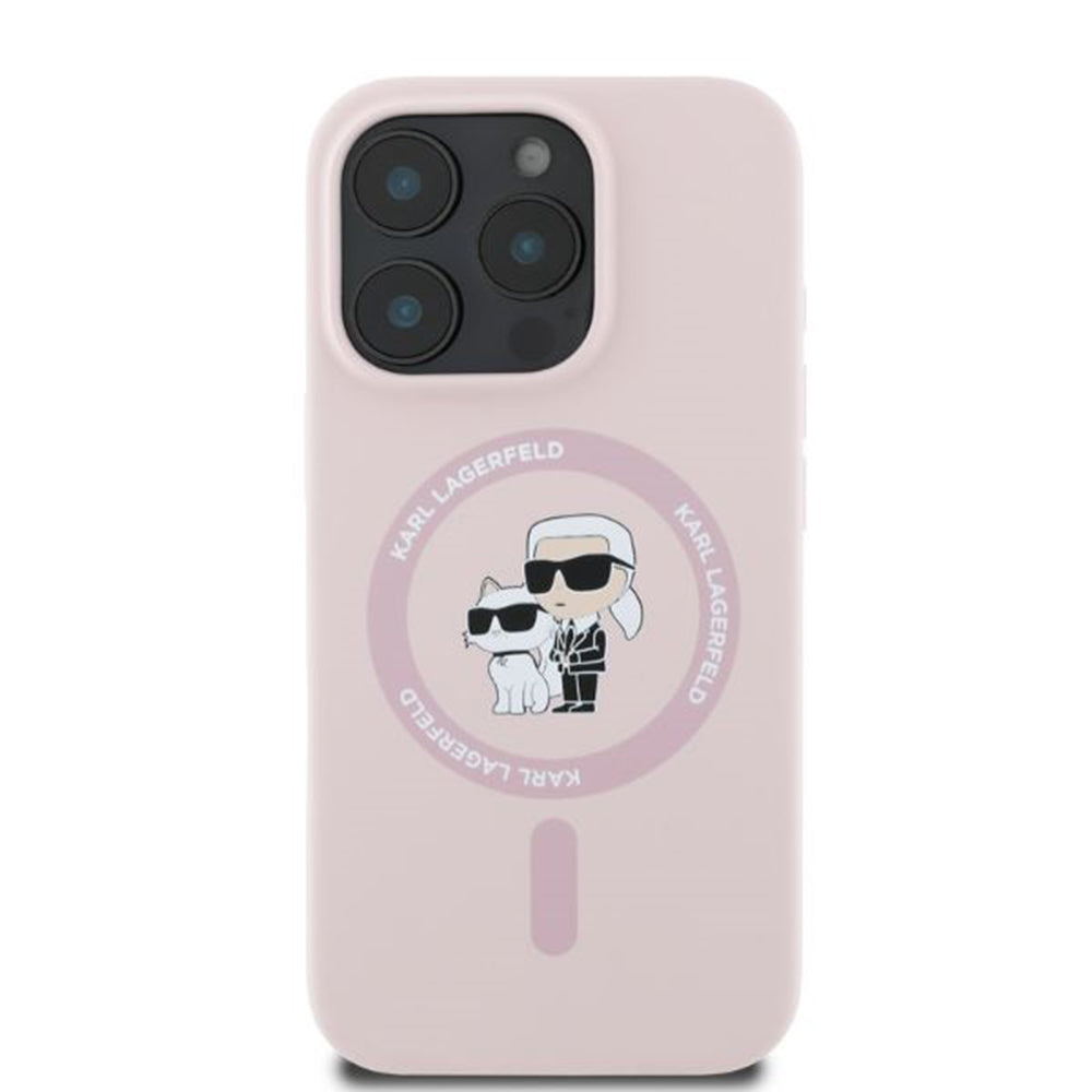 MagSafe Case for Apple iPhone 16 Pro Max, Karl Lagerfeld, Silicone Ring Karl & Choupette, Pink