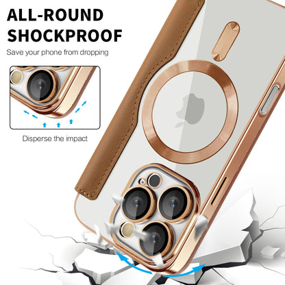 MagSafe Case for Apple iPhone 16 Pro Max, Techsuit, SmartMag Book, Brown