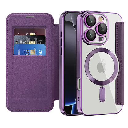 MagSafe Case for Apple iPhone 16 Pro Max, Techsuit, SmartMag Book, Purple