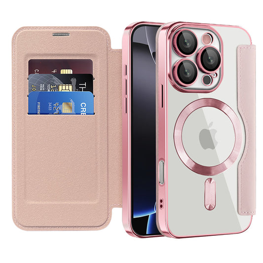 MagSafe Case for Apple iPhone 16 Pro Max, Techsuit, SmartMag Book, Pink