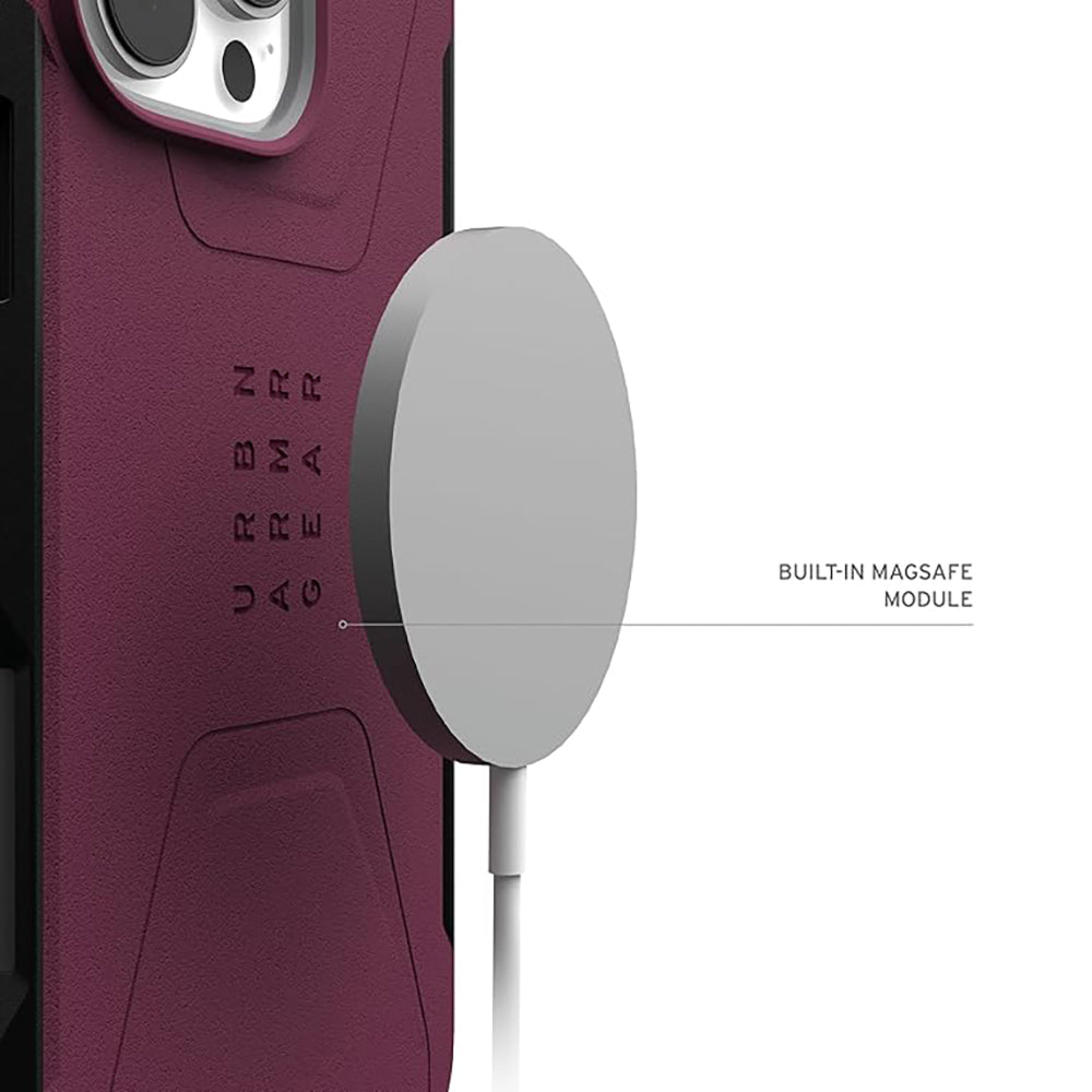 MagSafe Case for Apple iPhone 16 Pro, Urban Armor Gear, Civilian, Burgundy