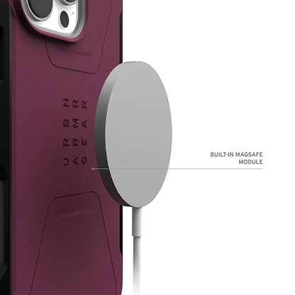 MagSafe Case for Apple iPhone 16 Pro, Urban Armor Gear, Civilian, Burgundy