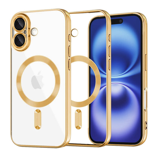 MagSafe Case for Apple iPhone 16, Techsuit, Luxury Crystal, Gold
