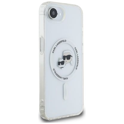 MagSafe Case for Apple iPhone 16e, Karl Lagerfeld, IML Metal Karl & Choupette's Heads, White
