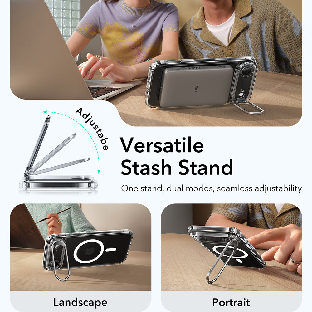 MagSafe Case for Apple iPhone 17 Air, ESR, Classic Hybrid Kickstand, Transparent