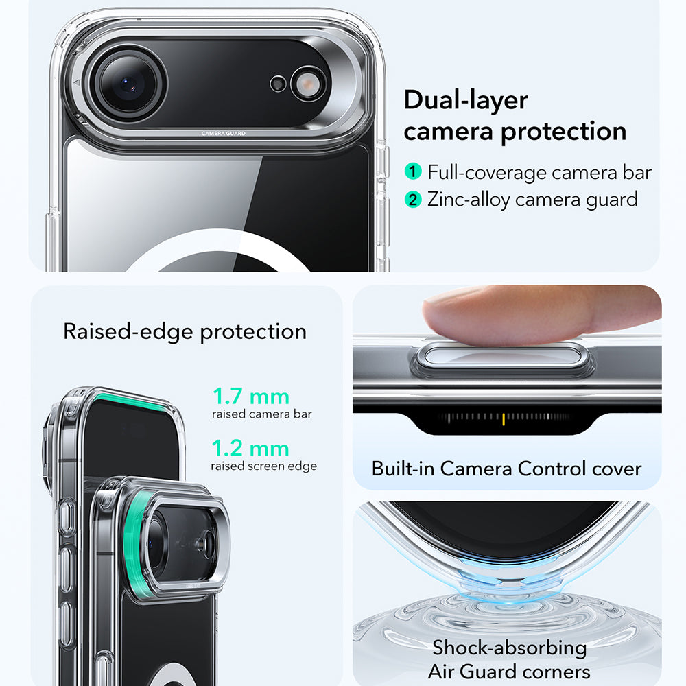 MagSafe Case for Apple iPhone 17 Air, ESR, Classic Hybrid Kickstand, Transparent