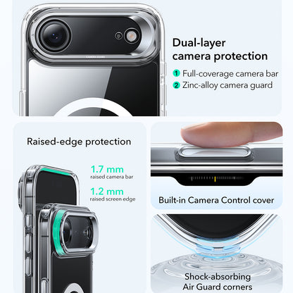 MagSafe Case for Apple iPhone 17 Air, ESR, Classic Hybrid Kickstand, Transparent