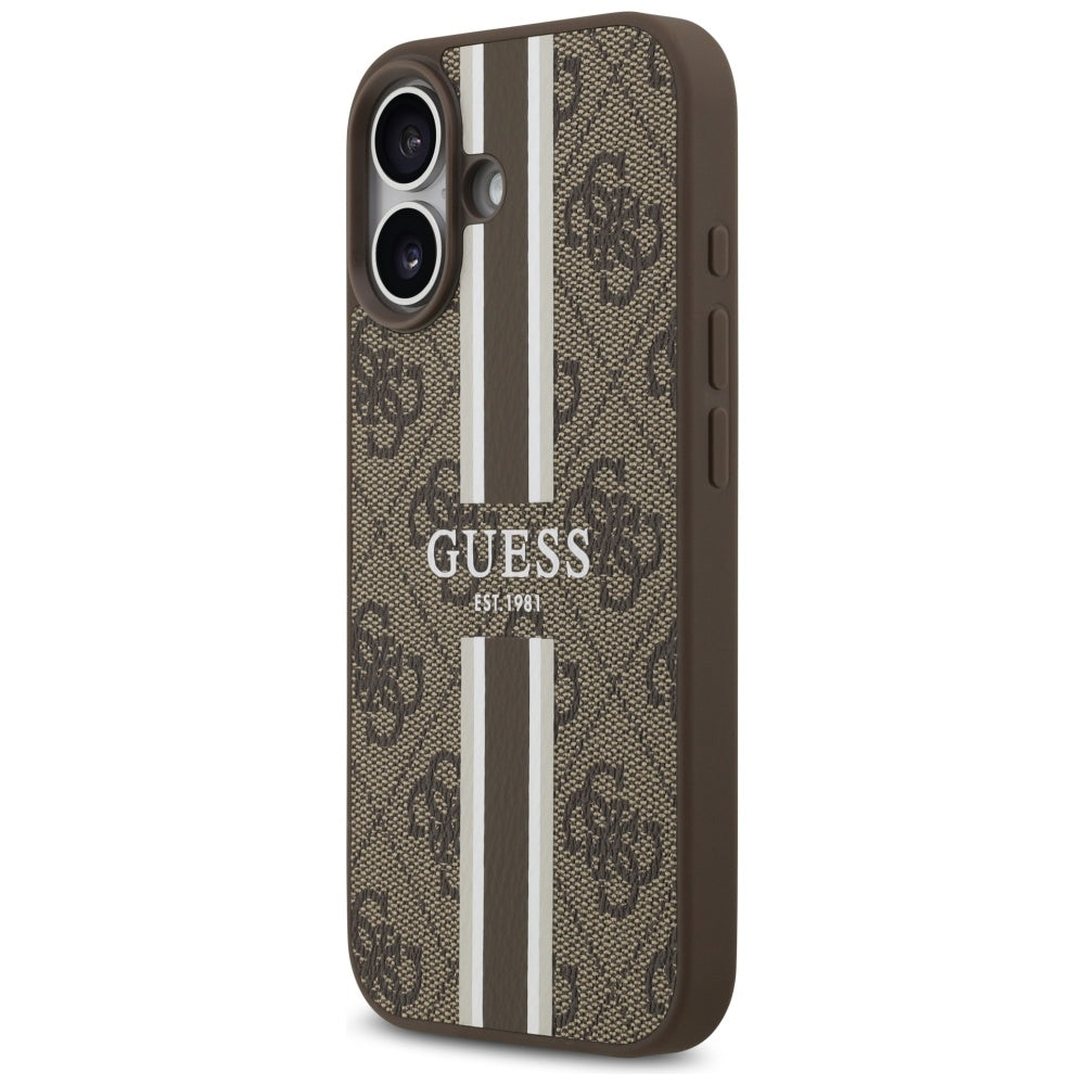MagSafe Case for Apple iPhone 17, Guess, 4G Printed Stripes, Brown