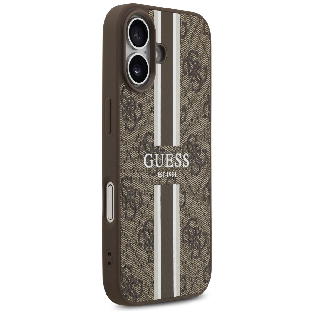 MagSafe Case for Apple iPhone 17, Guess, 4G Printed Stripes, Brown