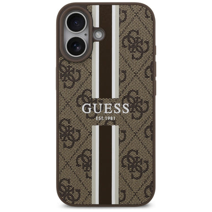 MagSafe Case for Apple iPhone 17, Guess, 4G Printed Stripes, Brown