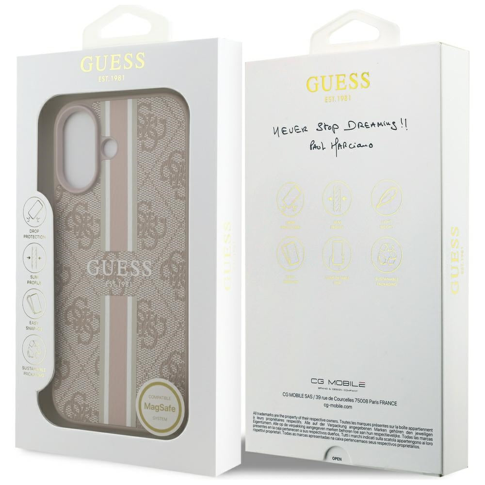 MagSafe Case for Apple iPhone 17, Guess, 4G Printed Stripes, Pink