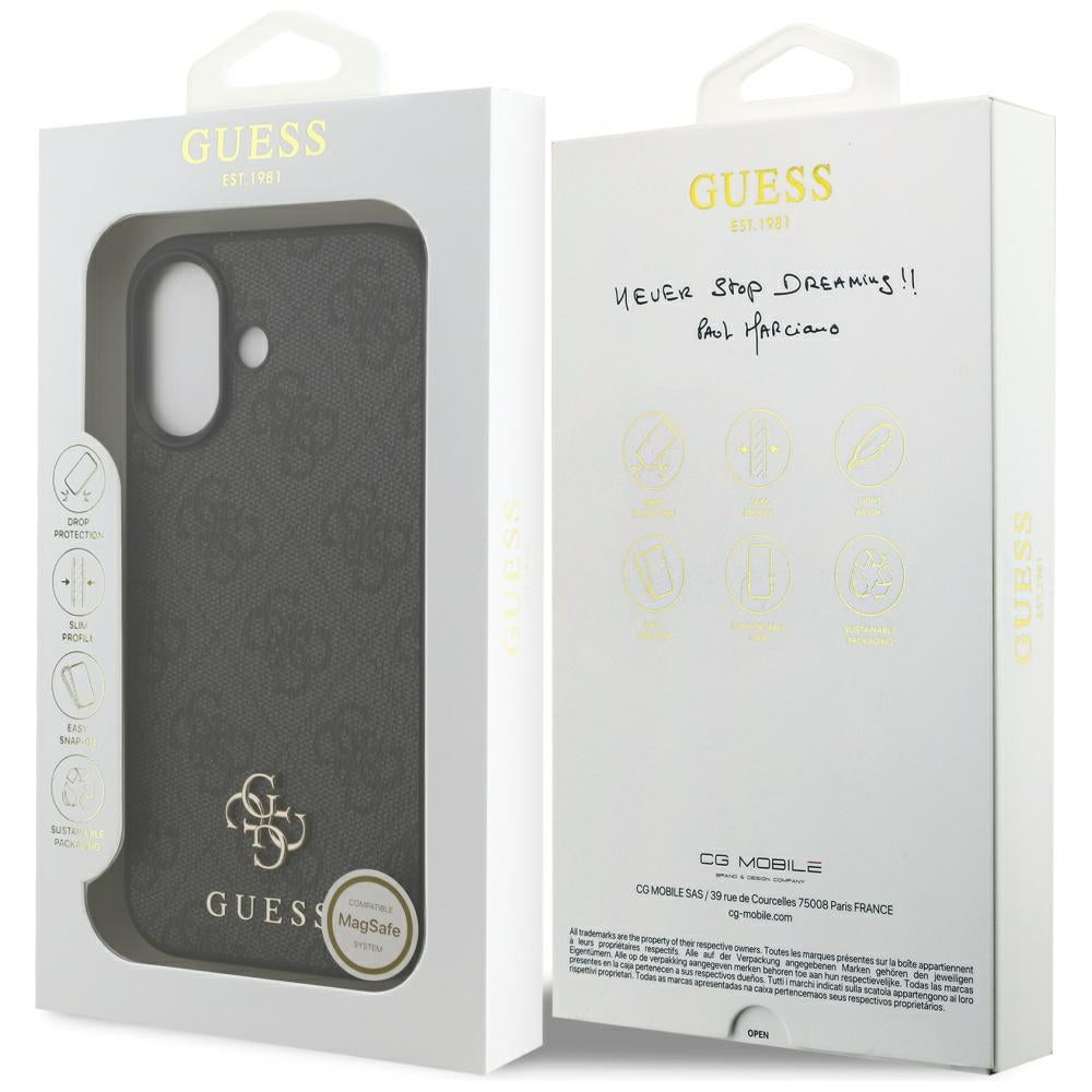 MagSafe Case for Apple iPhone 17, Guess, 4G Small and Classic Logo, Black