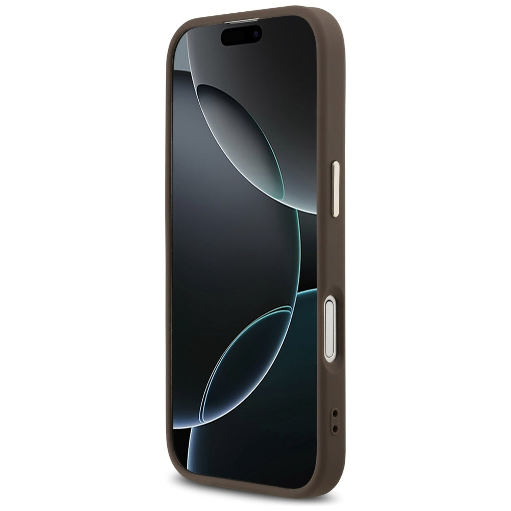 MagSafe Case for Apple iPhone 17, Guess, 4G Triangle Logo, Golden Brown