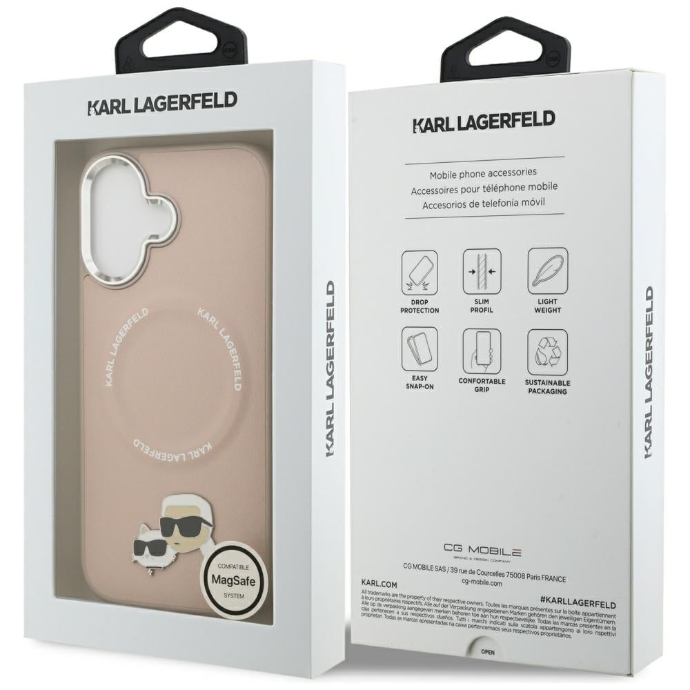 MagSafe Case for Apple iPhone 17, Karl Lagerfeld, Karl & Choupette Pins, Pink