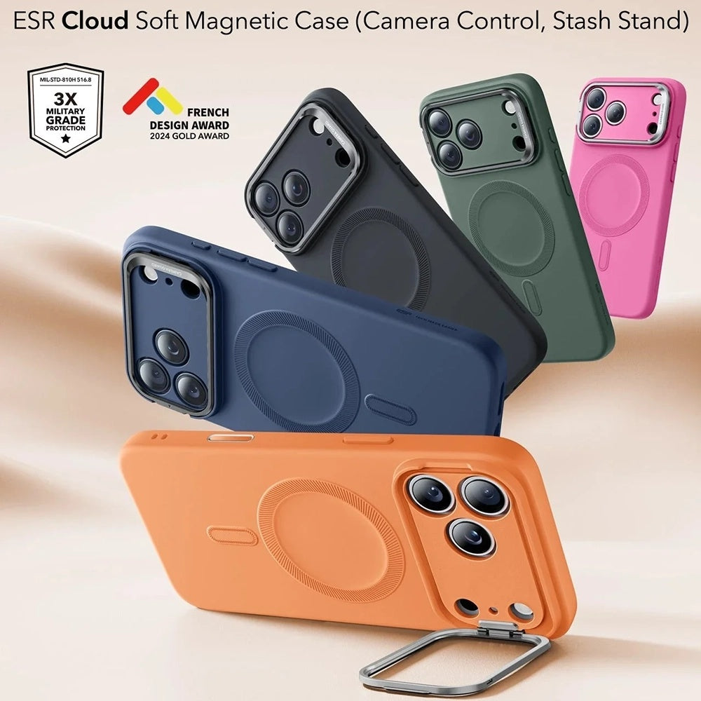 MagSafe Case for Apple iPhone 17 Pro, ESR, Cloud Soft Kickstand, Orange