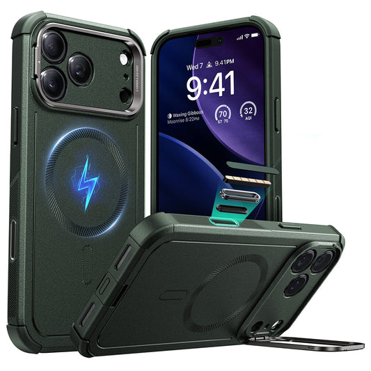 MagSafe Case for Apple iPhone 17 Pro, ESR, Cyber Armor Kickstand, Green