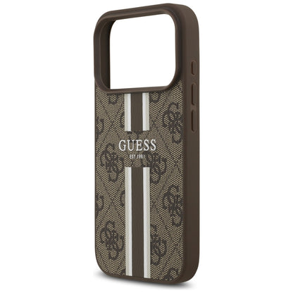 MagSafe Case for Apple iPhone 17 Pro, Guess, 4G Printed Stripes, Brown