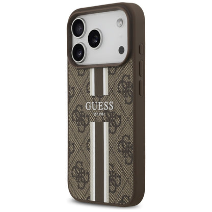 MagSafe Case for Apple iPhone 17 Pro, Guess, 4G Printed Stripes, Brown
