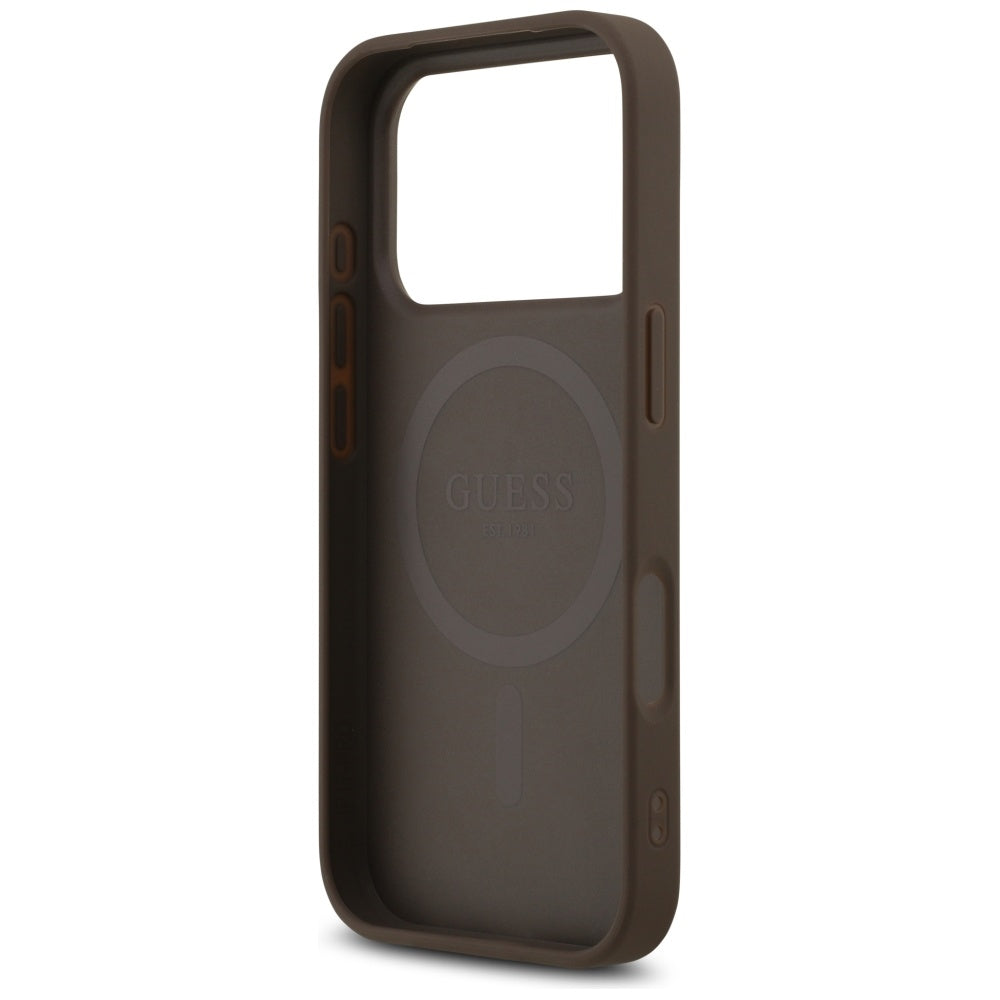 MagSafe Case for Apple iPhone 17 Pro, Guess, 4G Printed Stripes, Brown
