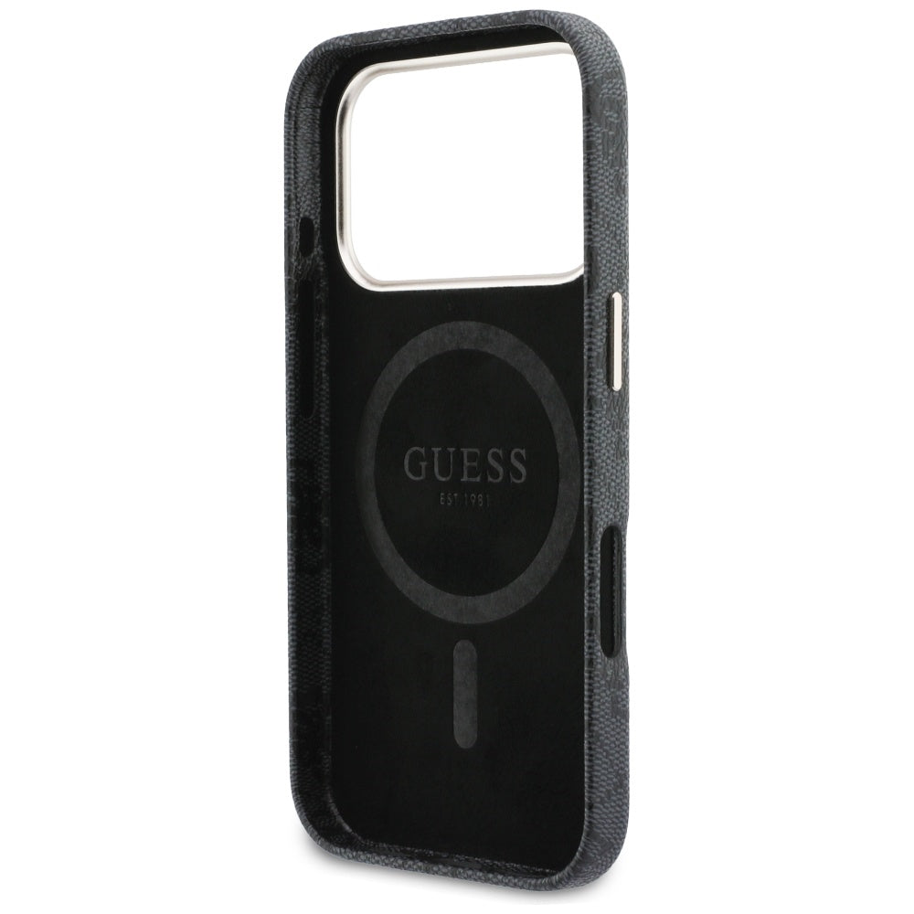 MagSafe Case for Apple iPhone 17 Pro, Guess, 4G Script Logo, Black