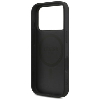MagSafe Case for Apple iPhone 17 Pro, Guess, 4G Triangle Logo with Cord Strap, Black