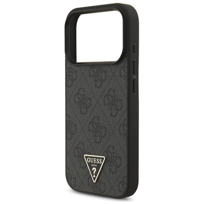MagSafe Case for Apple iPhone 17 Pro, Guess, 4G Triangle Logo with Cord Strap, Black