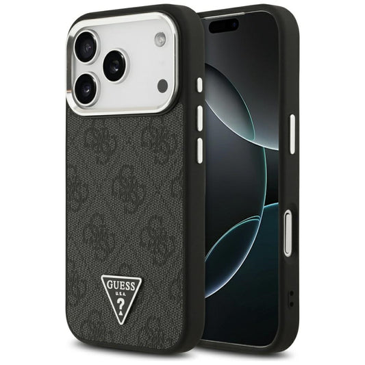 MagSafe Case for Apple iPhone 17 Pro, Guess, 4G Triangle Logo, Black Silver