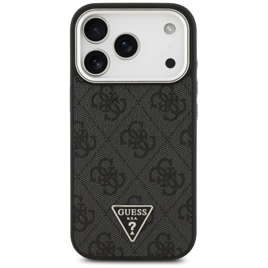 MagSafe Case for Apple iPhone 17 Pro, Guess, 4G Triangle Logo, Black Silver