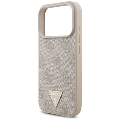 MagSafe Case for Apple iPhone 17 Pro, Guess, 4G Triangle Logo with Pearl Strap, Pink