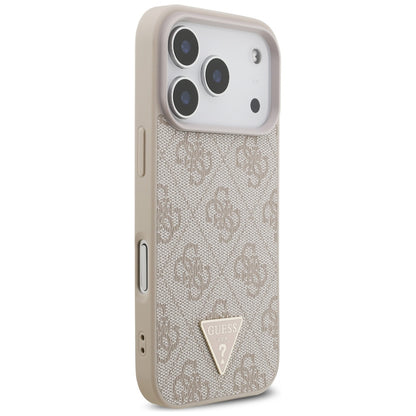 MagSafe Case for Apple iPhone 17 Pro, Guess, 4G Triangle Logo with Pearl Strap, Pink