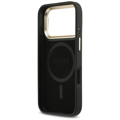 MagSafe Case for Apple iPhone 17 Pro, Guess, 4G Triangle Logo with Stand Camera, Black Gold
