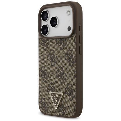 MagSafe Case for Apple iPhone 17 Pro, Guess, 4G Triangle Strass, Brown