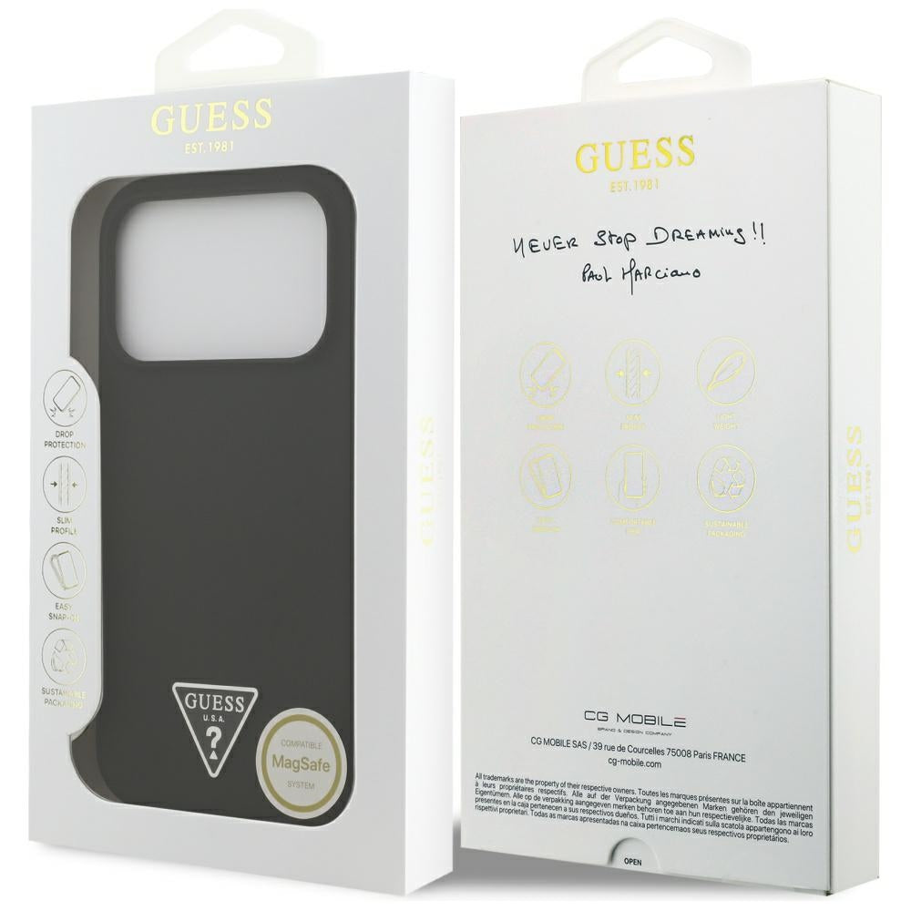 MagSafe Case for Apple iPhone 17 Pro, Guess, Triangle Logo, Black
